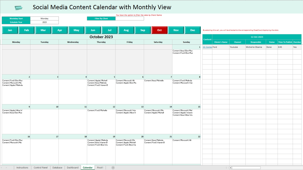 Social Media Content Calendar - Eloquens