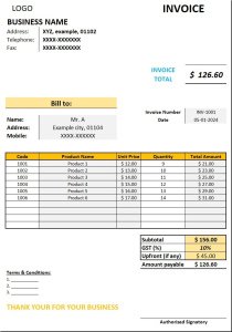 GST Invoice Tempate with a Product Details Tab in Excel