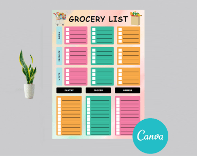 Colorful Grocery List Planner