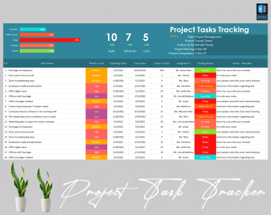 Project To Do Task Tracking Matrix