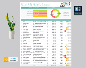Monthly House holding Expenses Tracking Template