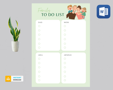 Family to do list template