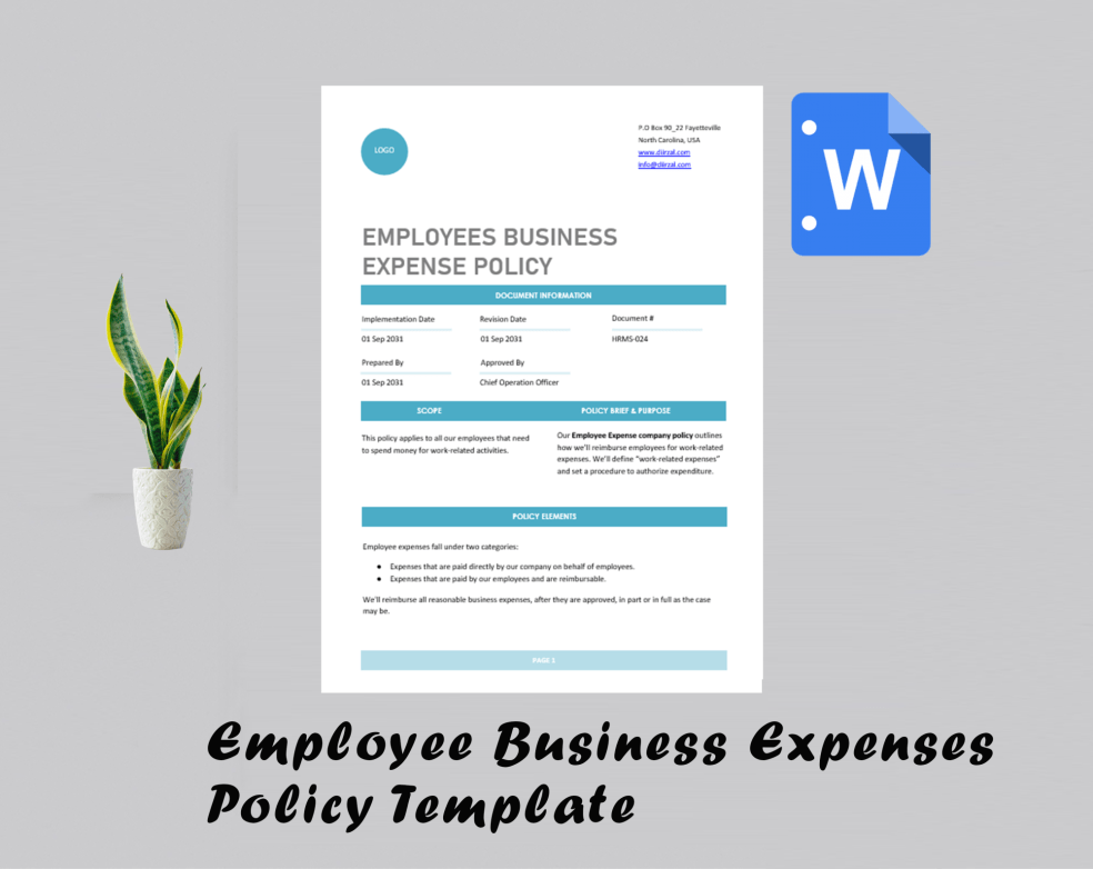 Employee Business Expenses Policy Template Eloquens