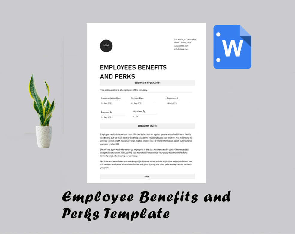 Employee Benefits And Perks Template - Eloquens