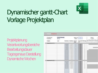 Gantt-Chart | Dynamischer Gantt Projektplan in DE | Excel Vorlage