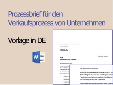 Process Letter | Prozessbrief für den Verkaufsprozess von Unternehmen - Prozessbrief Vorlage - in Deutsch | M&A Dokument