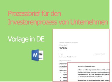 Process Letter | Prozessbrief für den Investorenprozess von Unternehmen - Prozessbrief Vorlage - in Deutsch | M&A Dokume