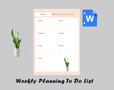 Weekly Planning To Do List Template