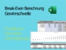 Break Even Calculation | Break-Even Berechnung | Berechnungsmodell für die Gewinnschwelle | Excel Vorlage