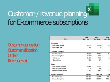 Revenue planning for e-commerce subscription - 5-year planning for the customers and revenue