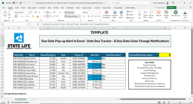 Due Date Pop-up Alert & Tracker with Color Change Notifications in Microsoft Excel