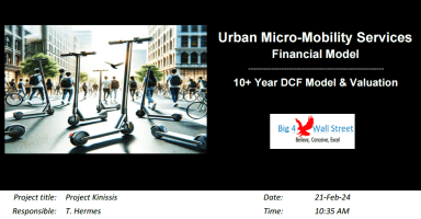 Urban Micro-Mobility Services Financial Model (10+ Yrs. DCF and Valuation)