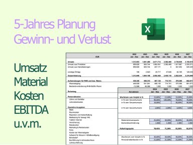 Income statment | GuV-Planung - Vorlage für die 5-Jahres-Planung der Gewinn- und Verlustrechnung