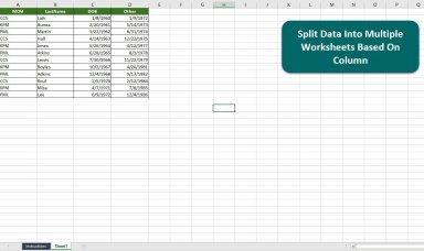 Split one excel sheet into multiple sheets based on column value