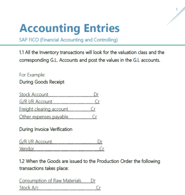 Accounting Entries-SAP FICO