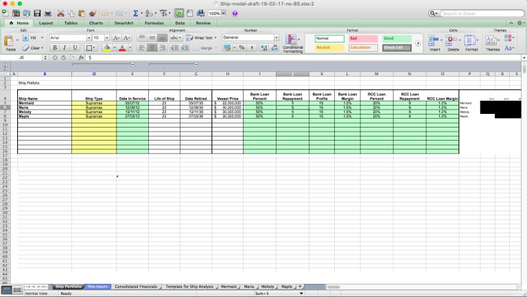 Ship Project Finance Model of Dry Dock Days and Margins - Eloquens