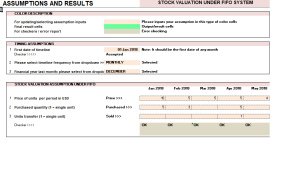 Stock Valuation Excel Model under FIFO system.