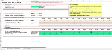 Stock Valuation Excel Model Tool under weighted average system with timeline.