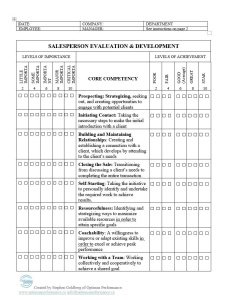 Salesperson evaluation & development worksheet