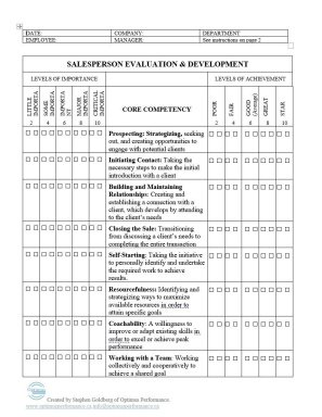Salesperson evaluation & development worksheet