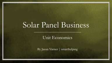 Solar-as-a-Service Startup Operating Model