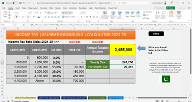 Income Tax Return Calculator & Payroll Tax Template 2024-25 and 2023-24 - Salaried - Business Indv and AOP (Pakistan)