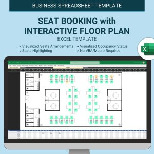 Seat Booking with Interactive Floor Plan Excel Template, Office Space Reservation, Space Management, Seat Highlighting