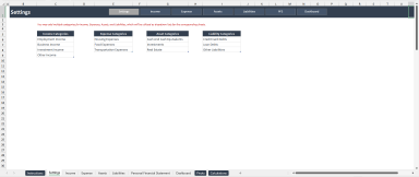 Personal Finance Statement Excel Template