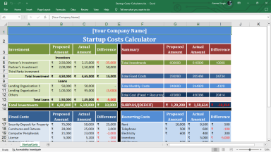 Startup Costs Calculator for New Business Financial Planning