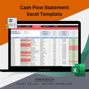 Cash Flow Statement Excel Template | Track Income, Expenses, Financial Balance, Profit and Loss, Balance Sheet, Accounti