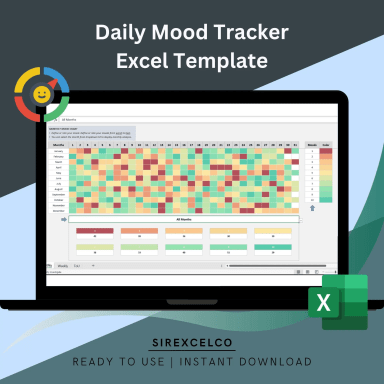 Monthly Mood Tracker Excel Template | Colorful Emotion Tracking & Analysis | Easy-to-Use Dynamic Template for Personal M