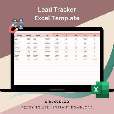 Lead Tracker Excel Template, Printable Customer Follow Up, Cold Call Tracker, Sales Activity Excel