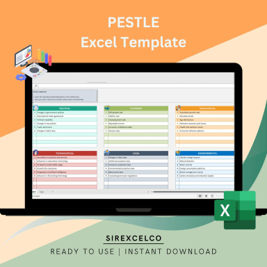 Pestle Analysis Template | Excel Template | Business Tool Project Planner | Project Management Analysis Tool
