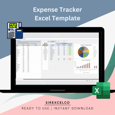Annual Expense Tracker, Finance Budget Excel Template, Monthly Financial Planner Spreadsheet, Personal Finance Template