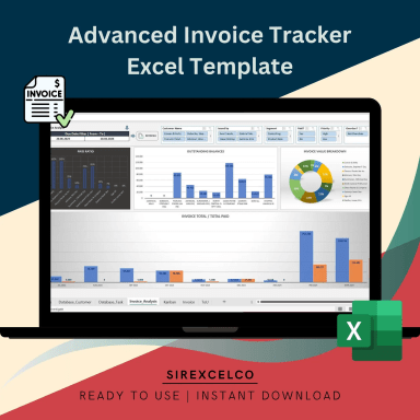 Advanced Invoice Tracker Excel Template,Invoice Tracking Spreadsheet, Sales Analysis Template, Invoice Spreadsheet