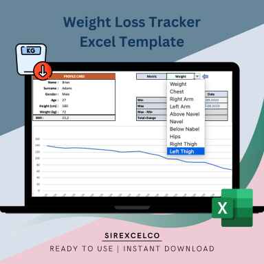 Weight and Measurements Tracker Excel Template Dynamic Charts