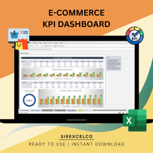 E-commerce KPI Dashboard Excel Template | Track & Compare E-commerce Metrics | Monthly Cumulative Performance Dashboard