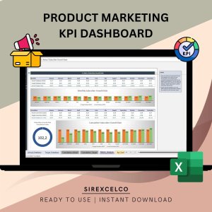 Product Marketing KPI Dashboard Excel Template | Dynamic Product Performance Tracker | Monthly Cumulative Marketing KPI