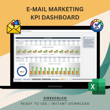 Email Marketing KPI Report Template | KPI Metric Report | KPI Dashbord Excel Template | Performance Tracking Report