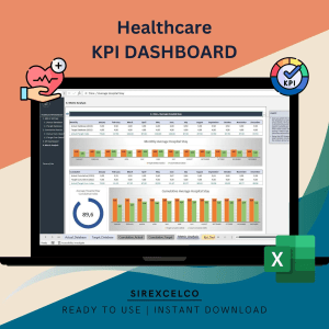 Healthcare KPI Dashboard Excel Template, KPI Report,  Dynamic Reporting File, Performance Tracking Report
