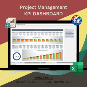 Project Management KPI Report Excel Template | Track Monthly Cumulative Metrics | Dynamic Charts Performance Analysis