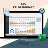 SEO KPI Dashboard Excel Template | Dynamic Monthly & Cumulative SEO Metrics Tracking | Target vs Actual