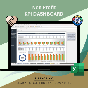 Non Profit KPI Dashboard Excel Template, KPI Report, Dynamic Editable Performance Tracking Tool,  Reporting File
