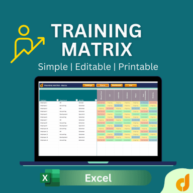 Training Matrix Excel Template | Employee Training Tracker | Course Participation Log | Printable Training Reports