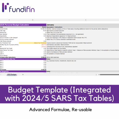 SARS 2024/5 Tax Table Integrated Budget Template