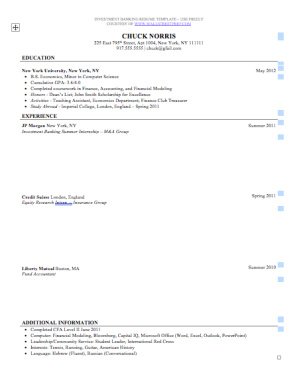 Investment Banking Resume Template (Word Format)