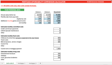 Mortgage affordability comparison calculator