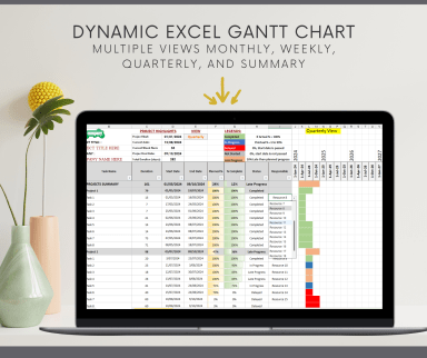 Excel Dynamic Gantt Chart - 2 Files : Fixed Timescale and Multiple Views Timescale