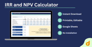 IRR and NPV Calculator Google Sheets Template | Investment Analysis Tool | Financial Decision Making Dashboard