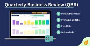 Quarterly Business Review Excel Template | QBR Analysis | Executive Dashboard | Strategic Planning Tool